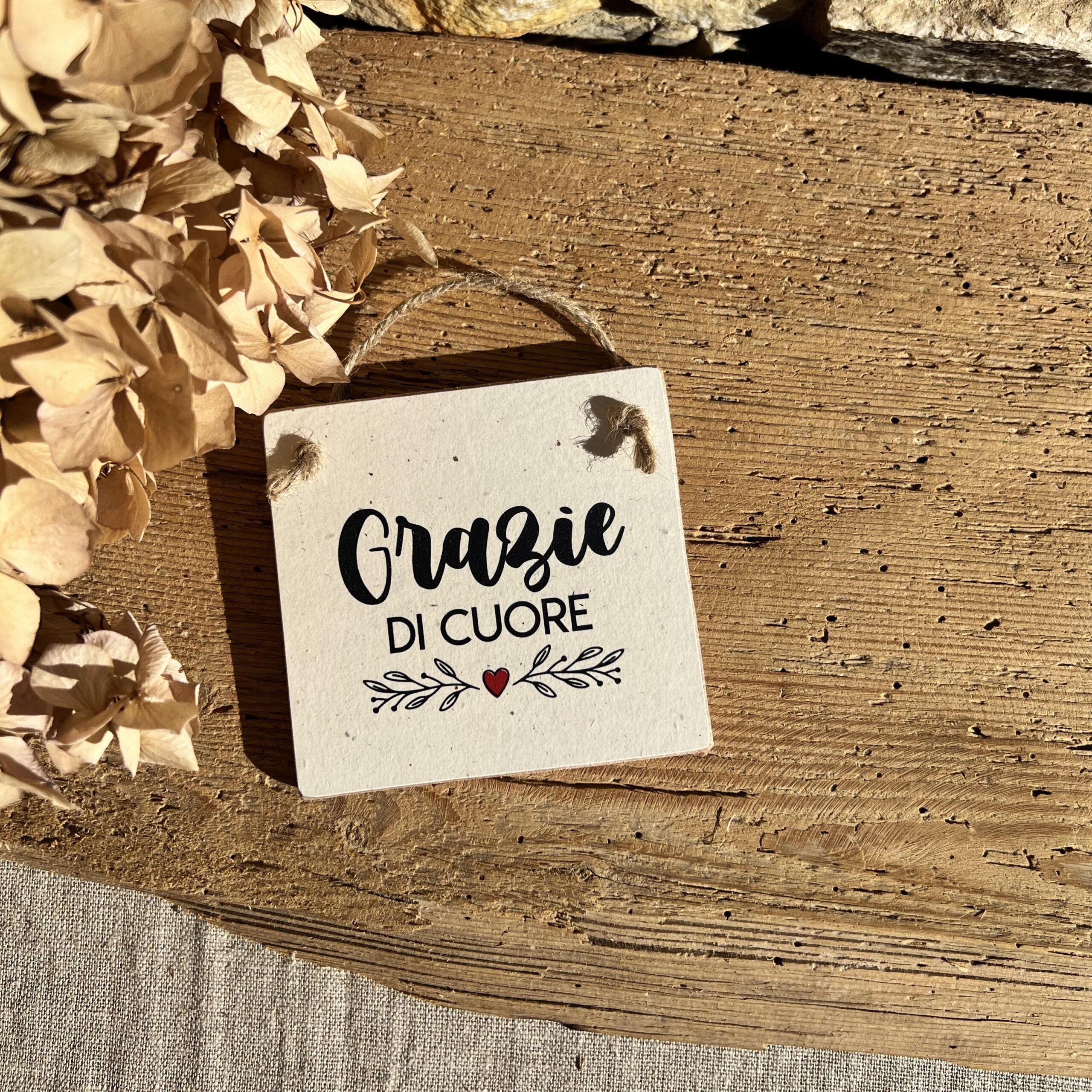 Mini targa legno - Grazie di cuore - immagine 3