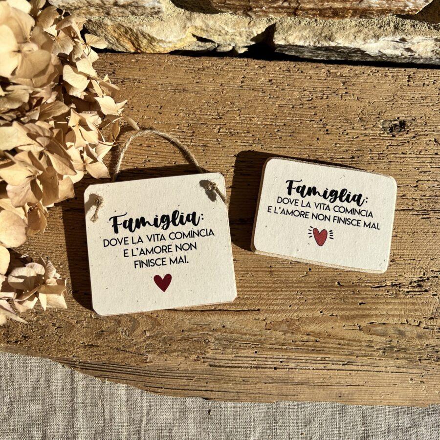 Mini targa legno - Famiglia