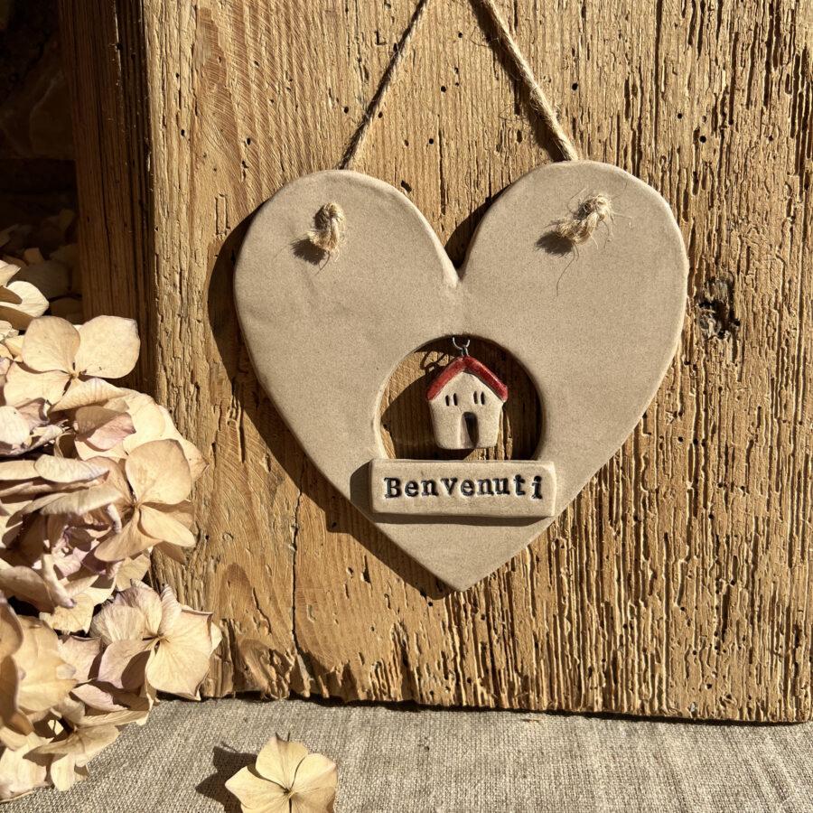 Cuore ceramica 'Benvenuti'
