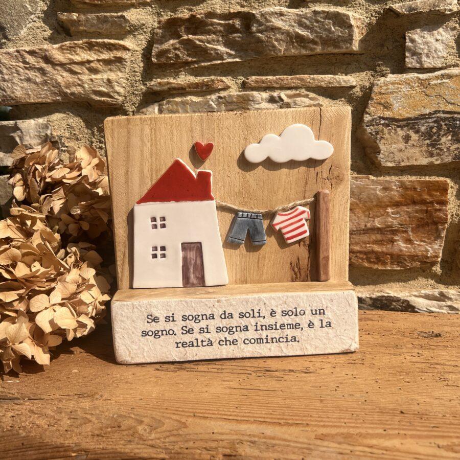 Quadro Ceramica Casa panni stesi